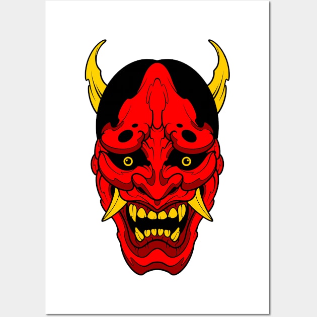 smile oni mask Wall Art by TOSSS LAB ILLUSTRATION